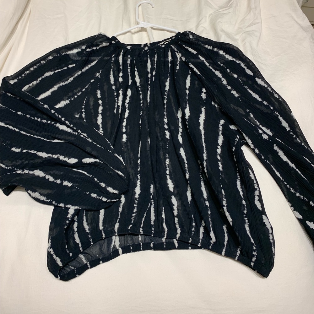 h & m sheer top. balloon sleeve